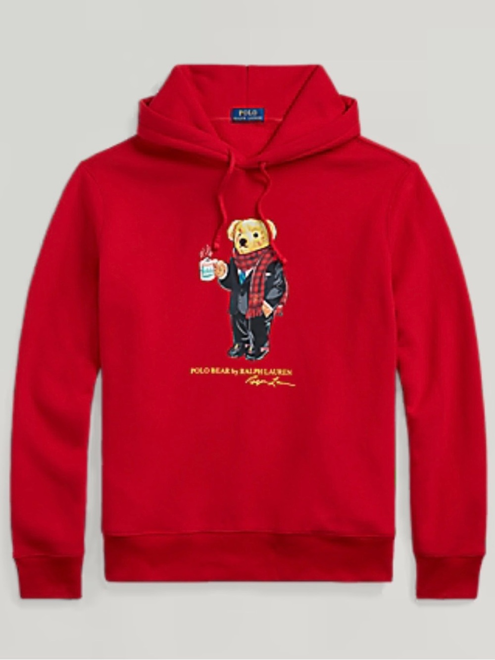 NWT Polo Ralph Lauren Men's Pullover Polo Bear Hoodie Fleece Sweatshirt Red XL